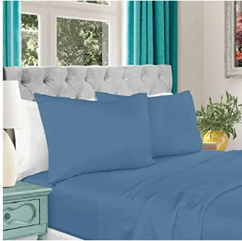 Egyptian Cotton 1000 Thread Count Solid Sheet Set King-Medium Blue