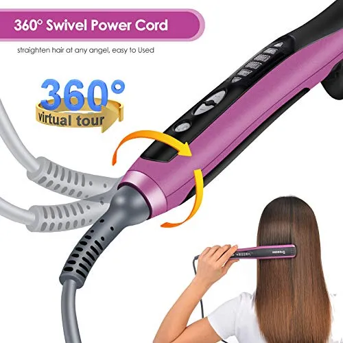 Fast Heating Hair Straightener Brush - Anti Scald Ceramic Straightener Brush,Anti Scald Ceramic Straightener Brush with 6 Temp Settings 20 Minute Auto-Off Straightening Comb for Home,Travel and Salon