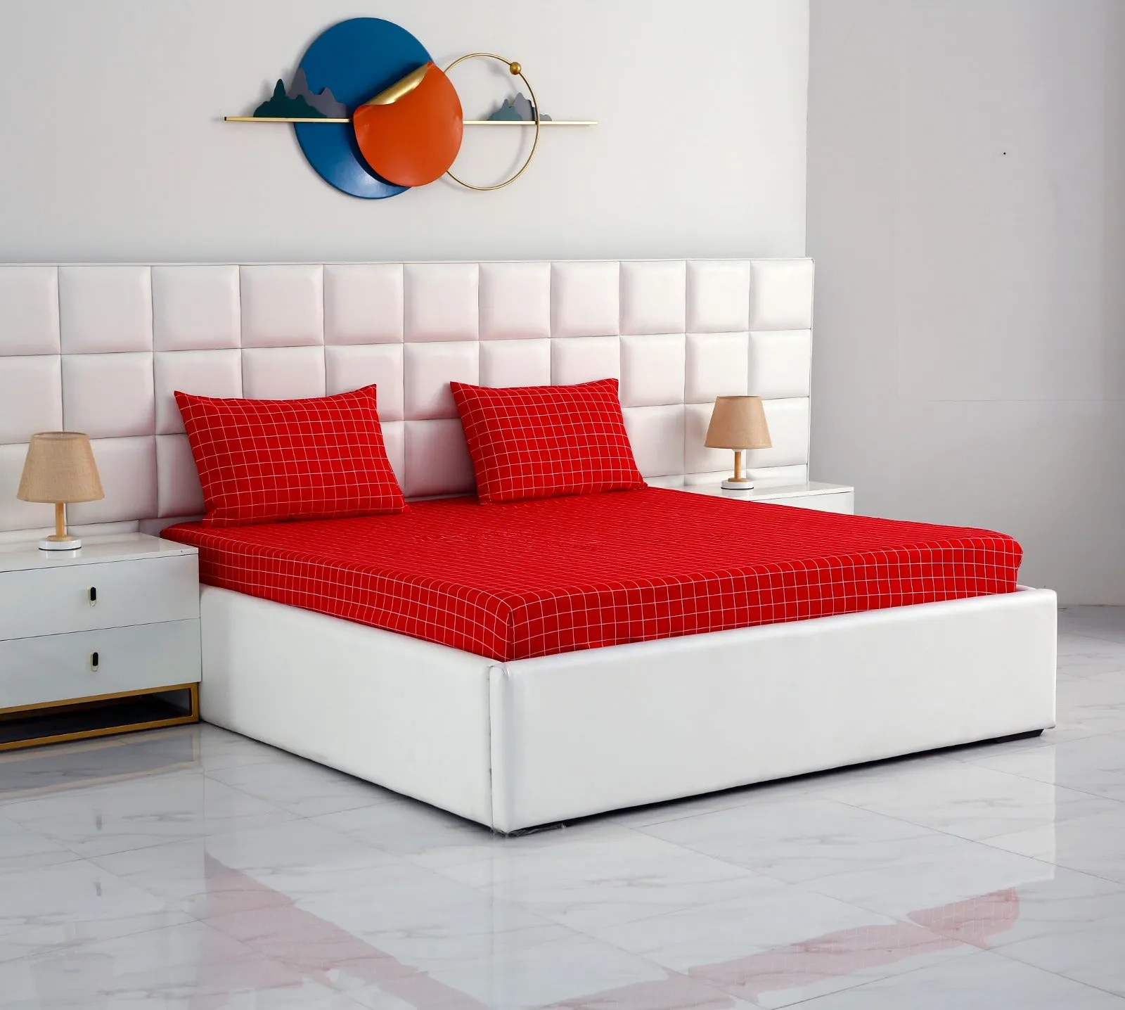 Fitted Bed Sheet-Red Check