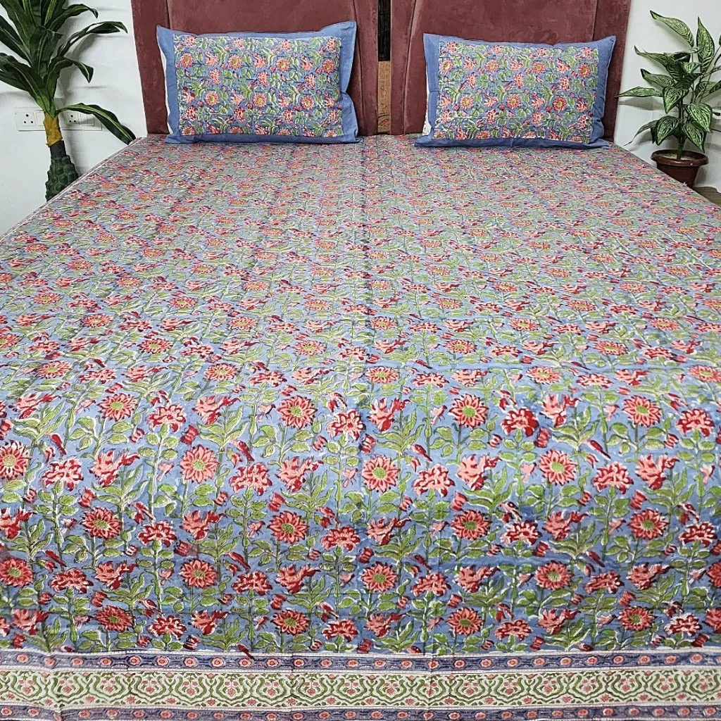 Floral Valley Blockprint Bedsheet