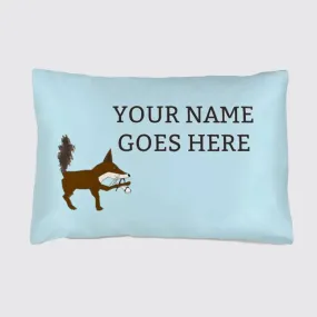 Foxy the Fox on Pale Blue Silk Pillowcase for Children