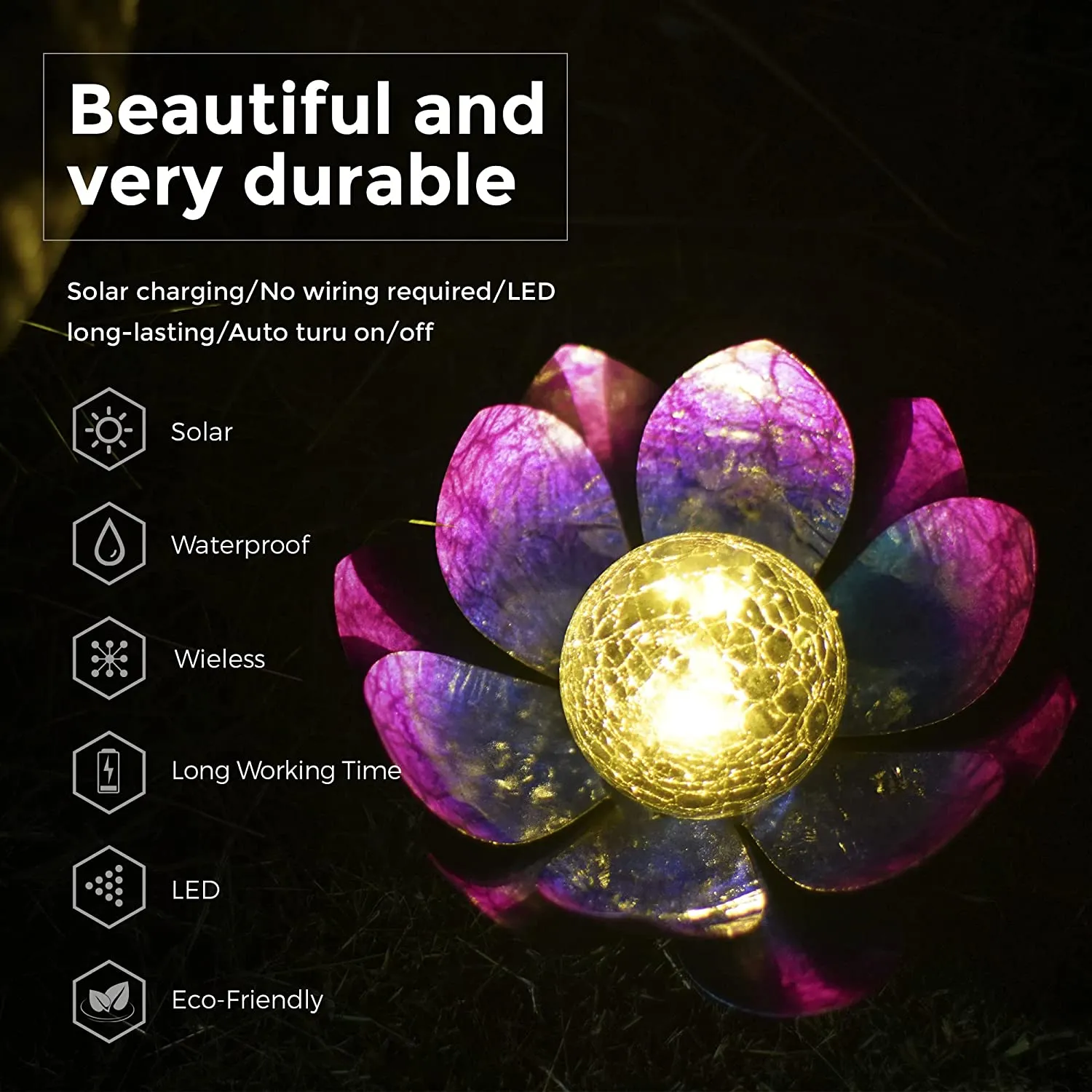 Garden Solar Lights Outdoor Decor Waterproof Lotus Flower