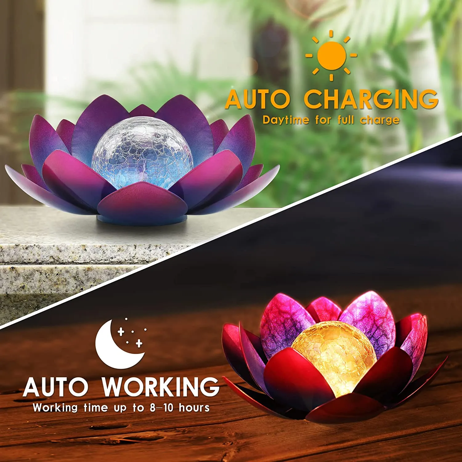 Garden Solar Lights Outdoor Decor Waterproof Lotus Flower