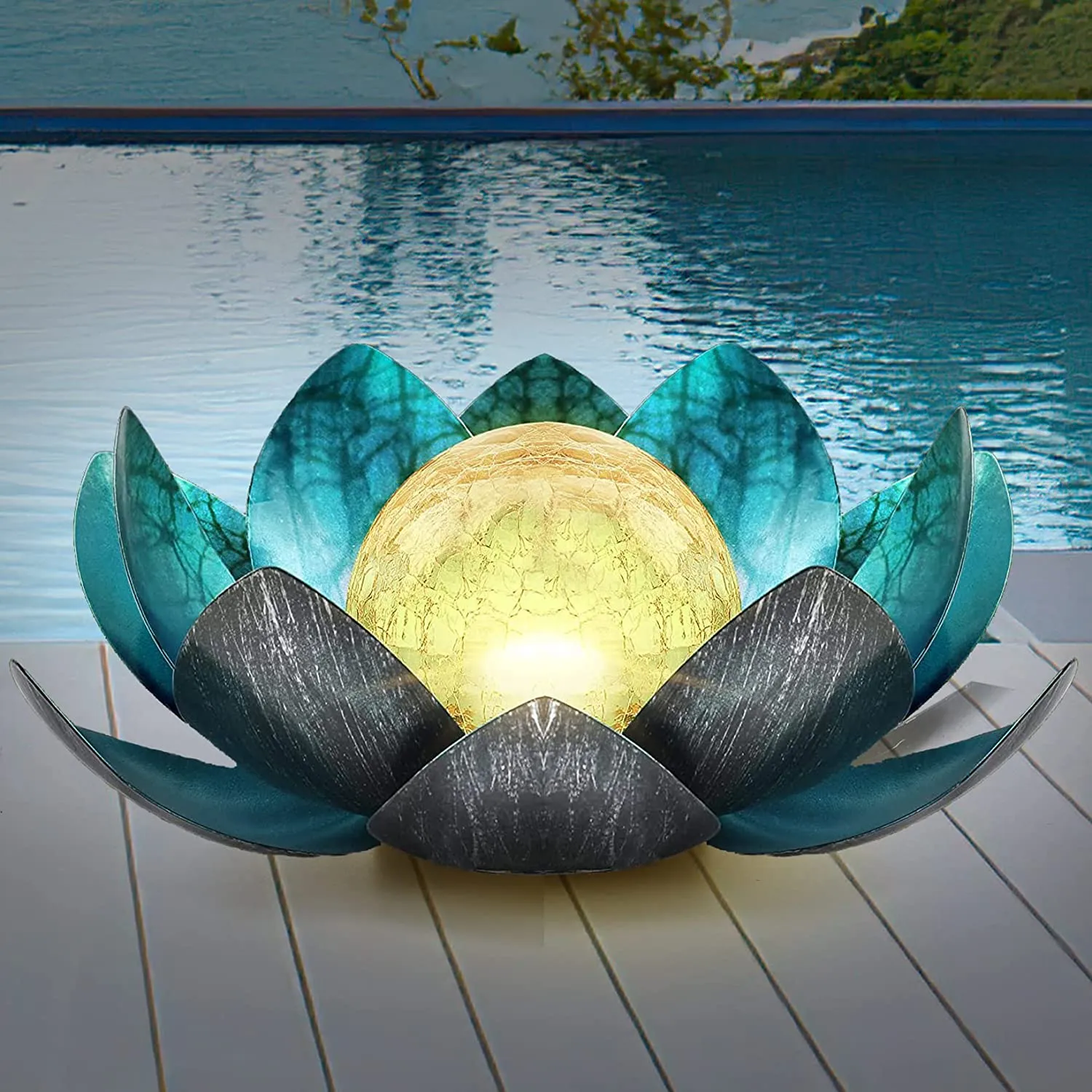 Garden Solar Lights Outdoor Decor Waterproof Lotus Flower