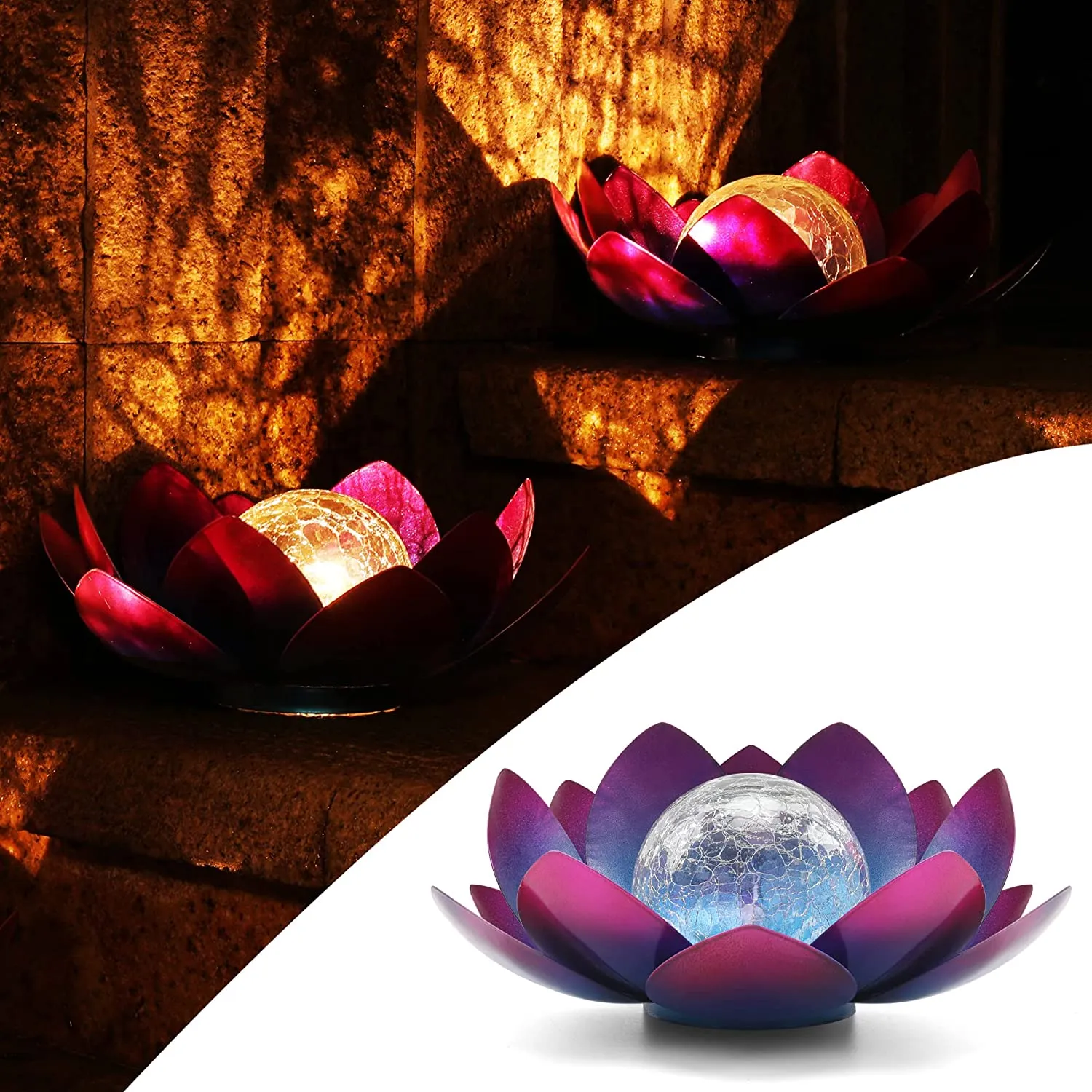 Garden Solar Lights Outdoor Decor Waterproof Lotus Flower