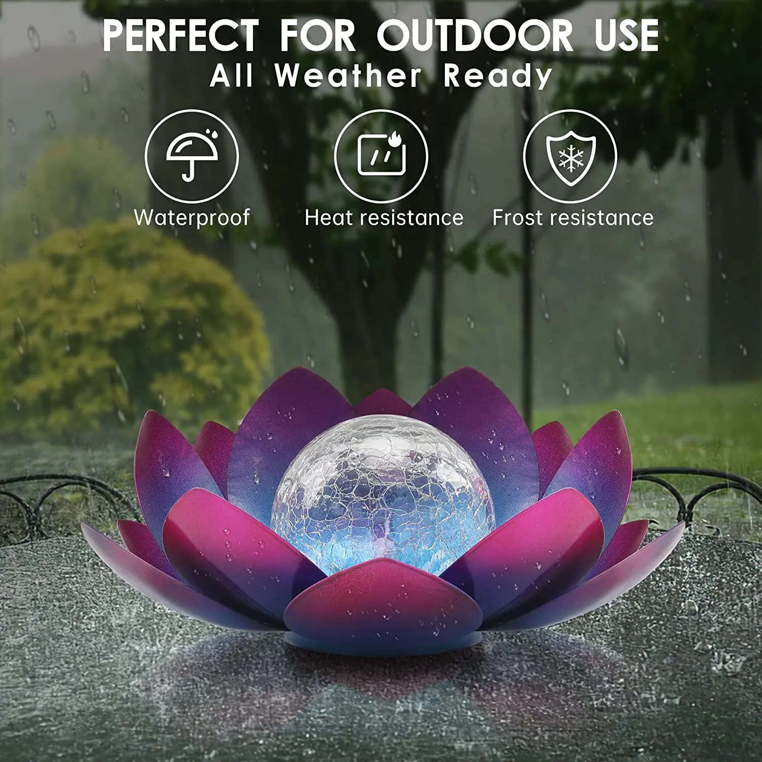 Garden Solar Lights Outdoor Decor Waterproof Lotus Flower