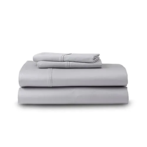 GhostBed Queen Cooling Supima Cotton and Tencel Luxury Sheet Set - Wrinkle Resistant with Deep Pockets, 4 Piece, Gray