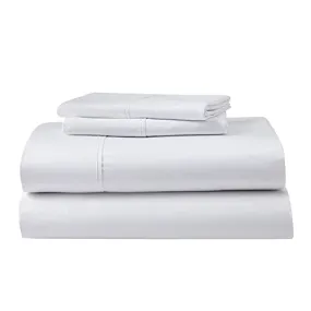 GhostBed Twin XL Cooling Supima Cotton and Tencel Luxury Sheet Set - Wrinkle Resistant with Deep Pockets, 3 Piece, White