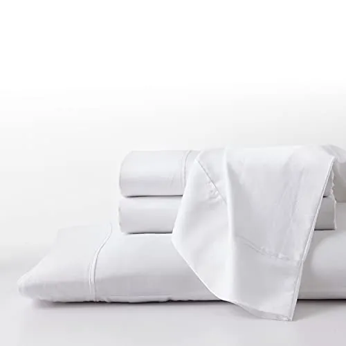 GhostBed Twin XL Cooling Supima Cotton and Tencel Luxury Sheet Set - Wrinkle Resistant with Deep Pockets, 3 Piece, White