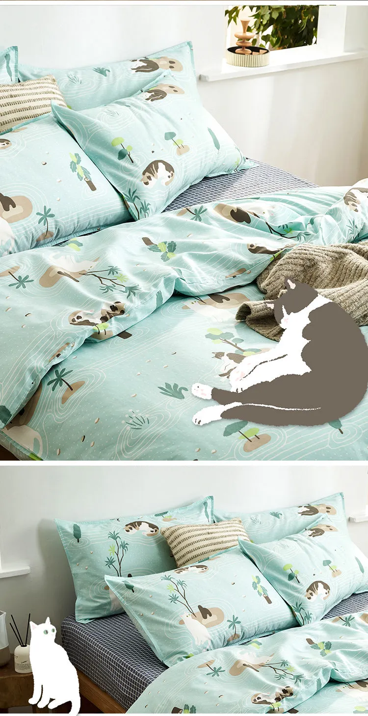 Greenery Isle Kitty Bedding Set