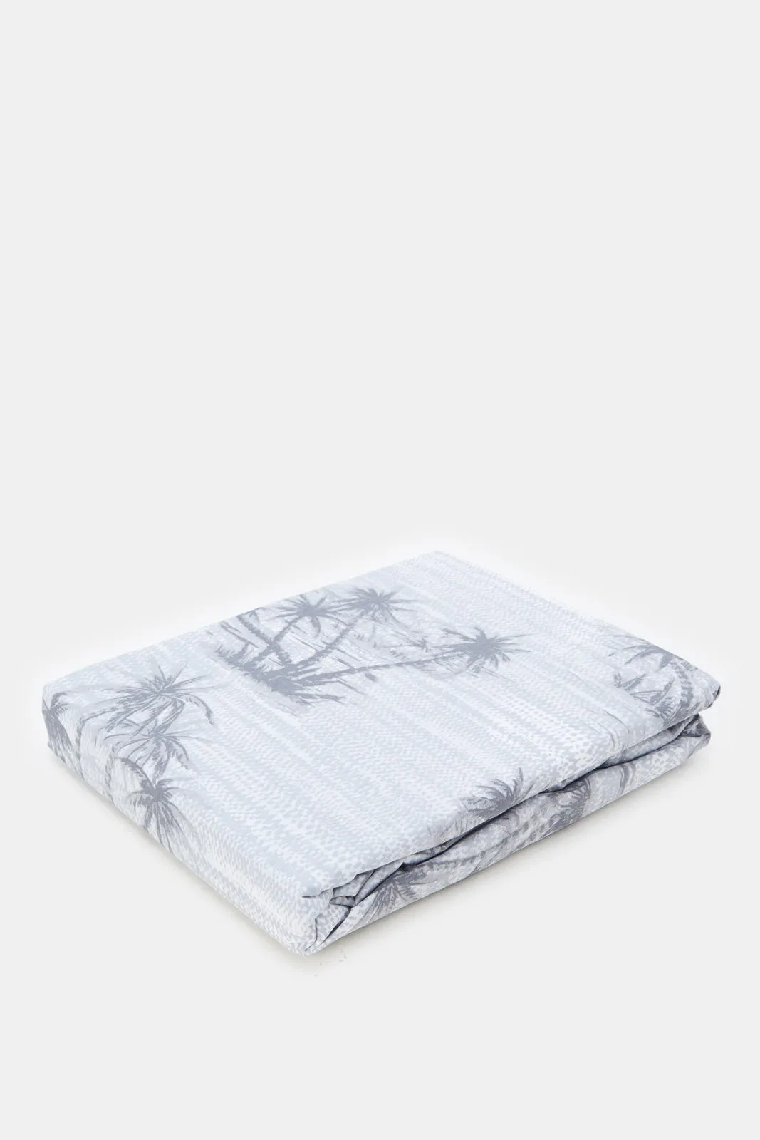 Grey Palm Printed Fitted Sheet (Double Size)