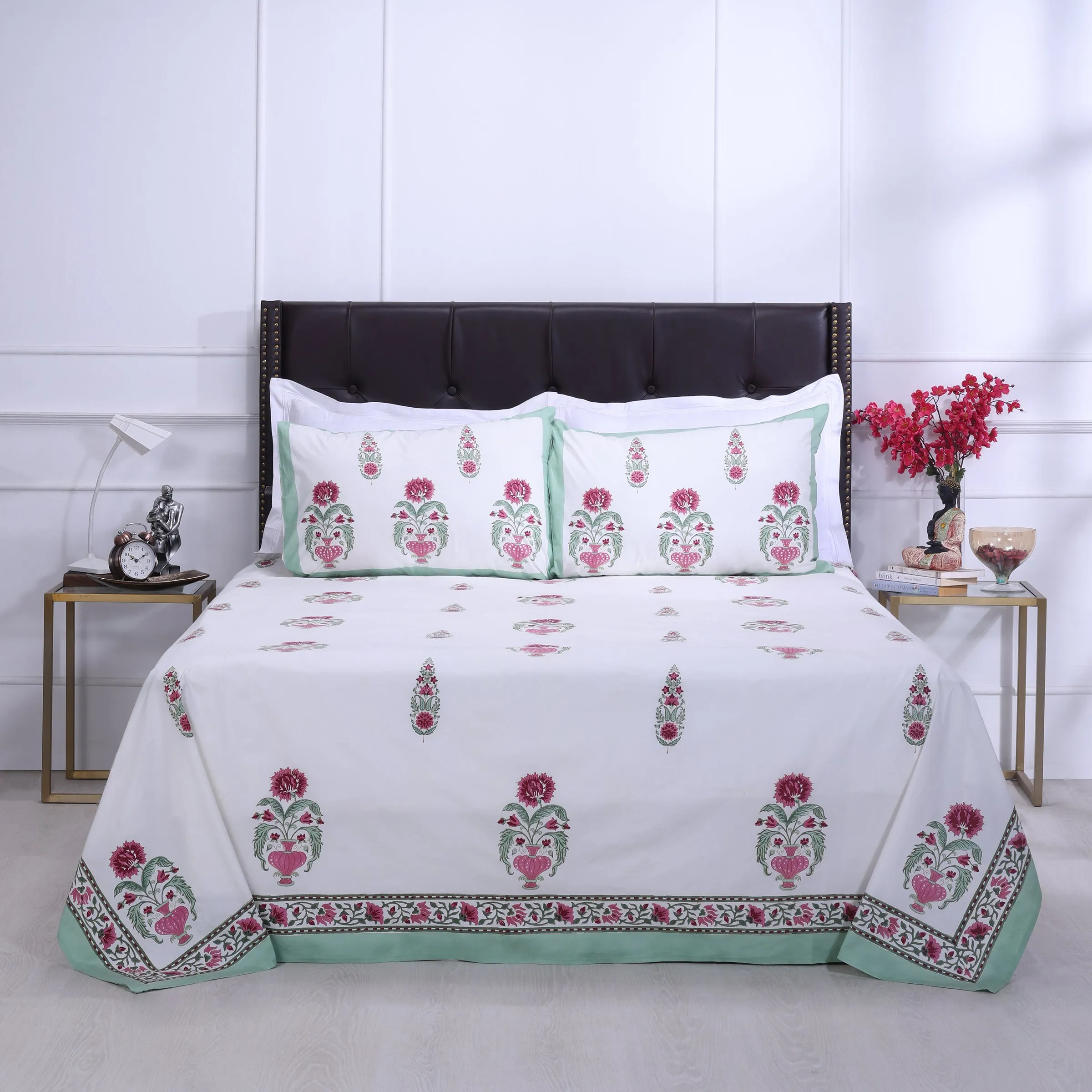 Guldasta E Shaheena Pink Cotton Percale Bedsheet