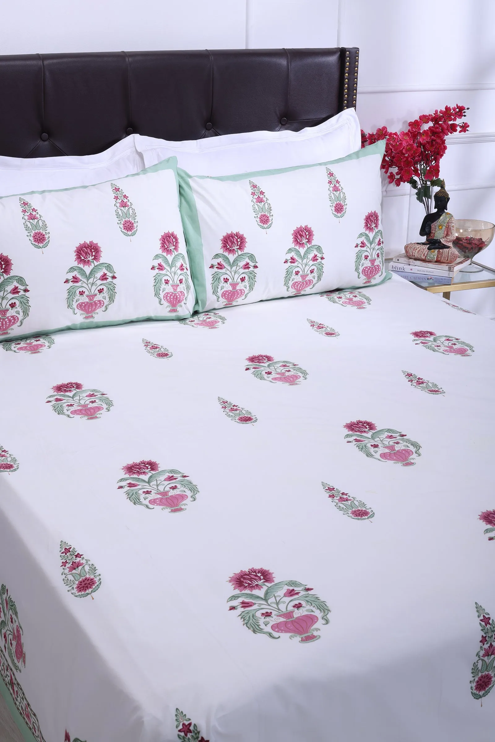 Guldasta E Shaheena Pink Cotton Percale Bedsheet