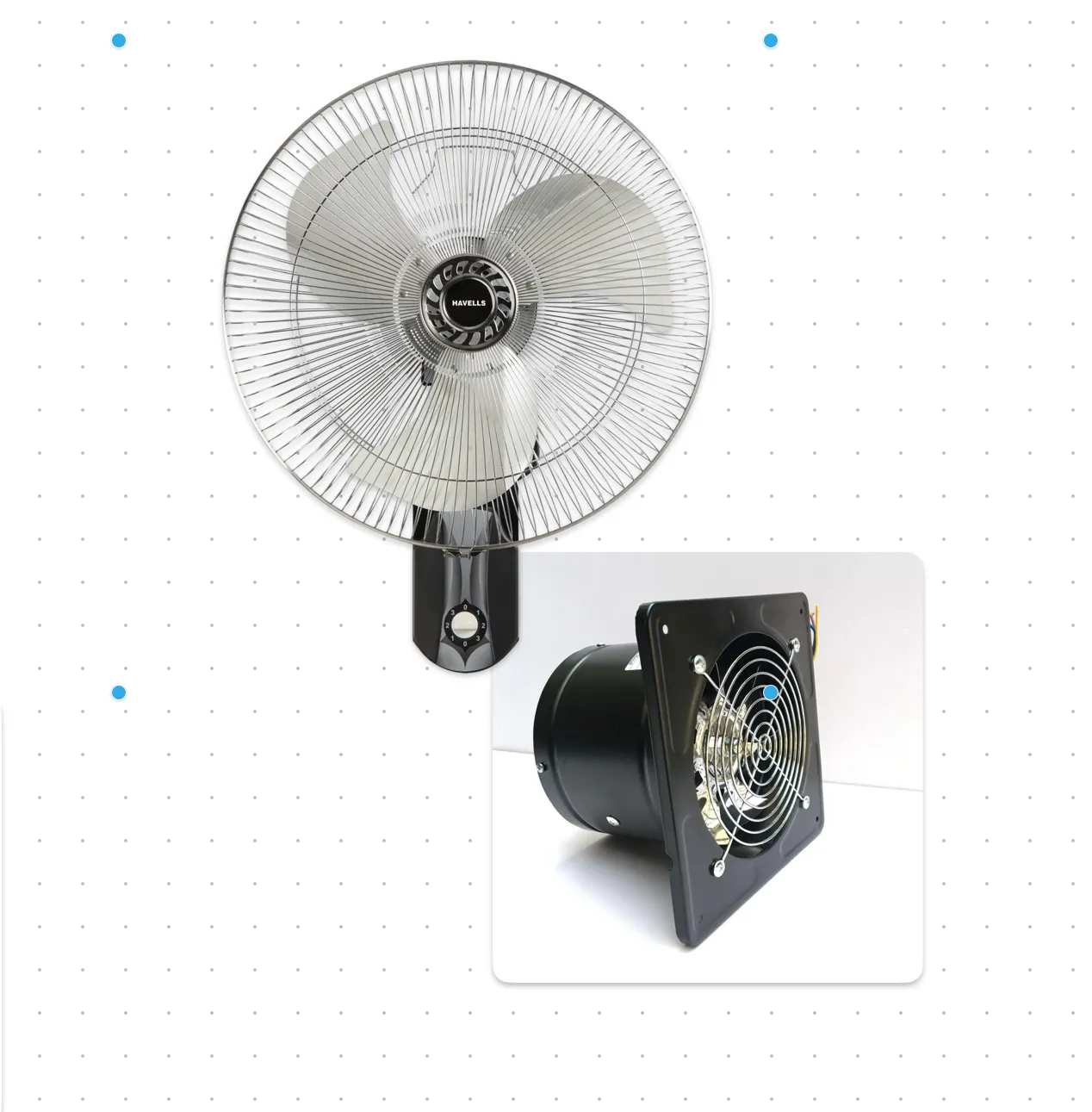 Havells V3 450 mm Wall Fan (Silver Black) - 1 PC