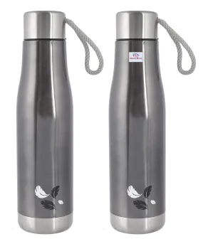 Heart Home Stainless Steel Hot and Cold Vacuum Flask with Carrying Strip, 500ml- Pack of 2 (Grey)-HS42KUBMART25167