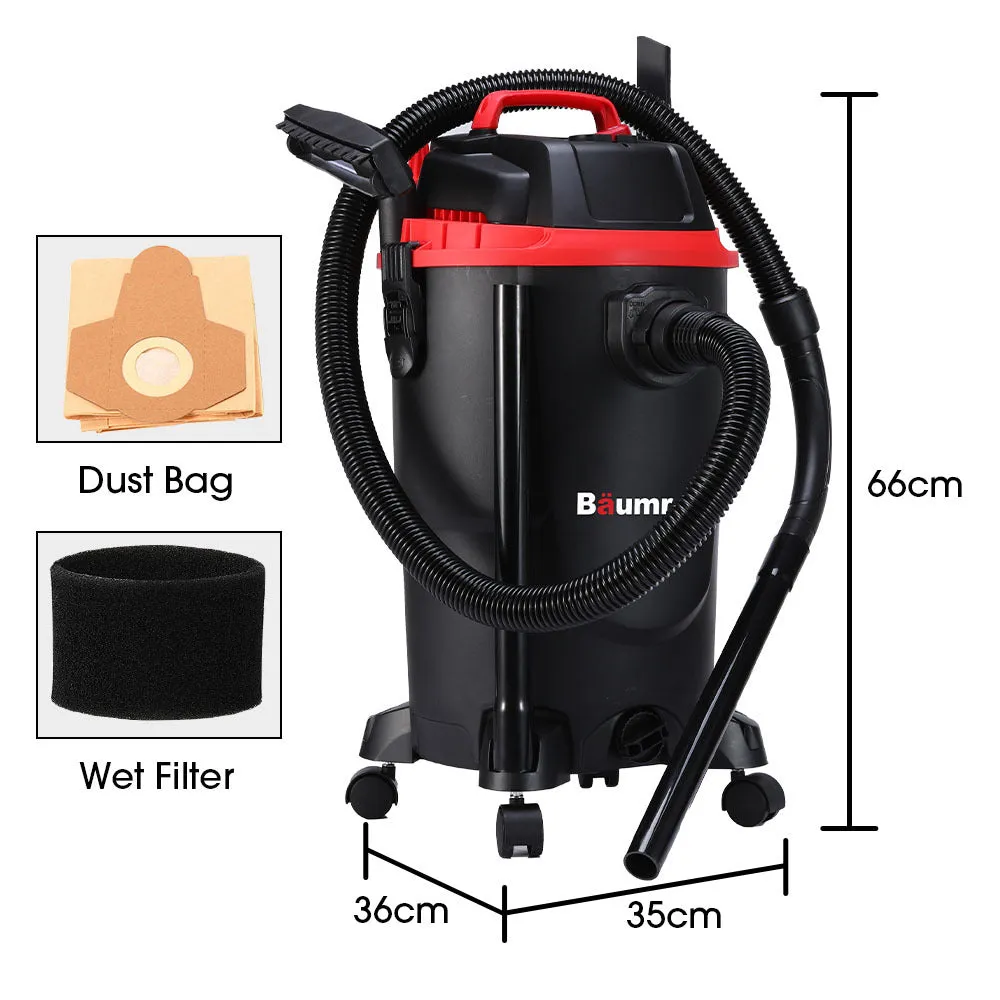 Heavy-Duty 1200W Wet&Dry Vacuum Cleaner 30L w/Blower Baumr-AG