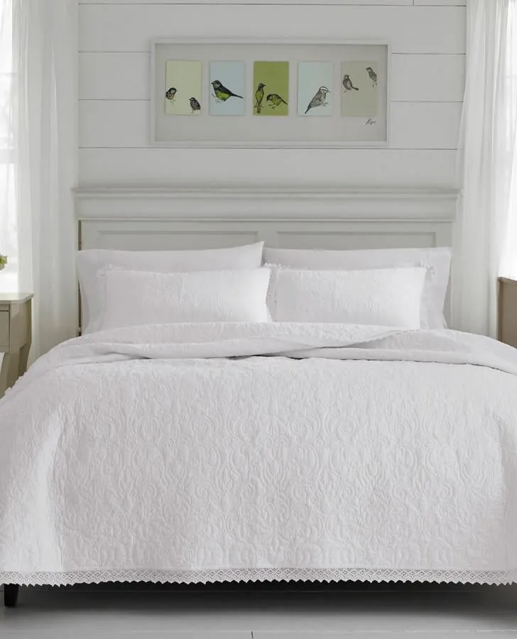 Heirloom Crochet White Quilt Set