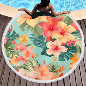 Hibiscus Passion Round Beach Towel