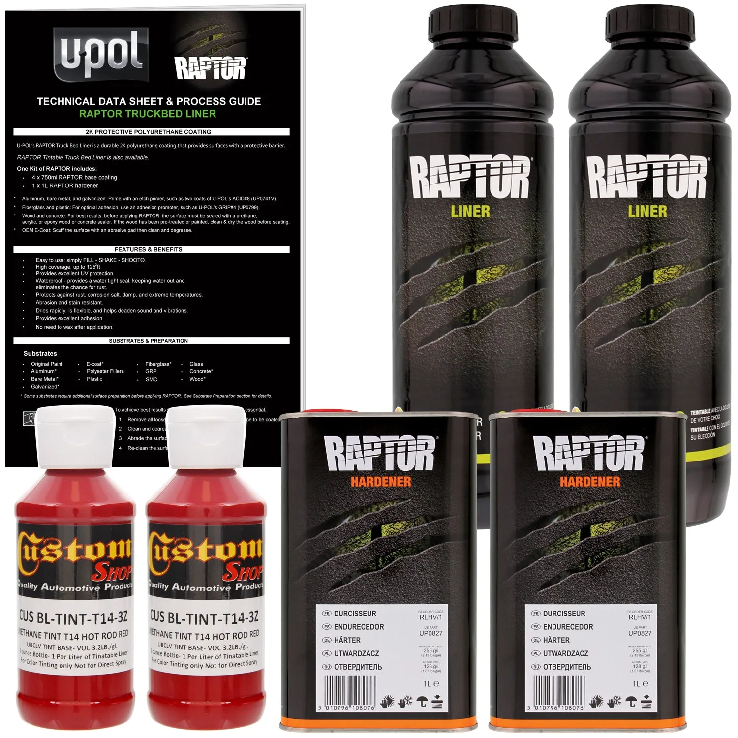 Hot Rod Red - U-POL Urethane Spray-On Truck Bed Liner & Texture Coating, 2 Liters