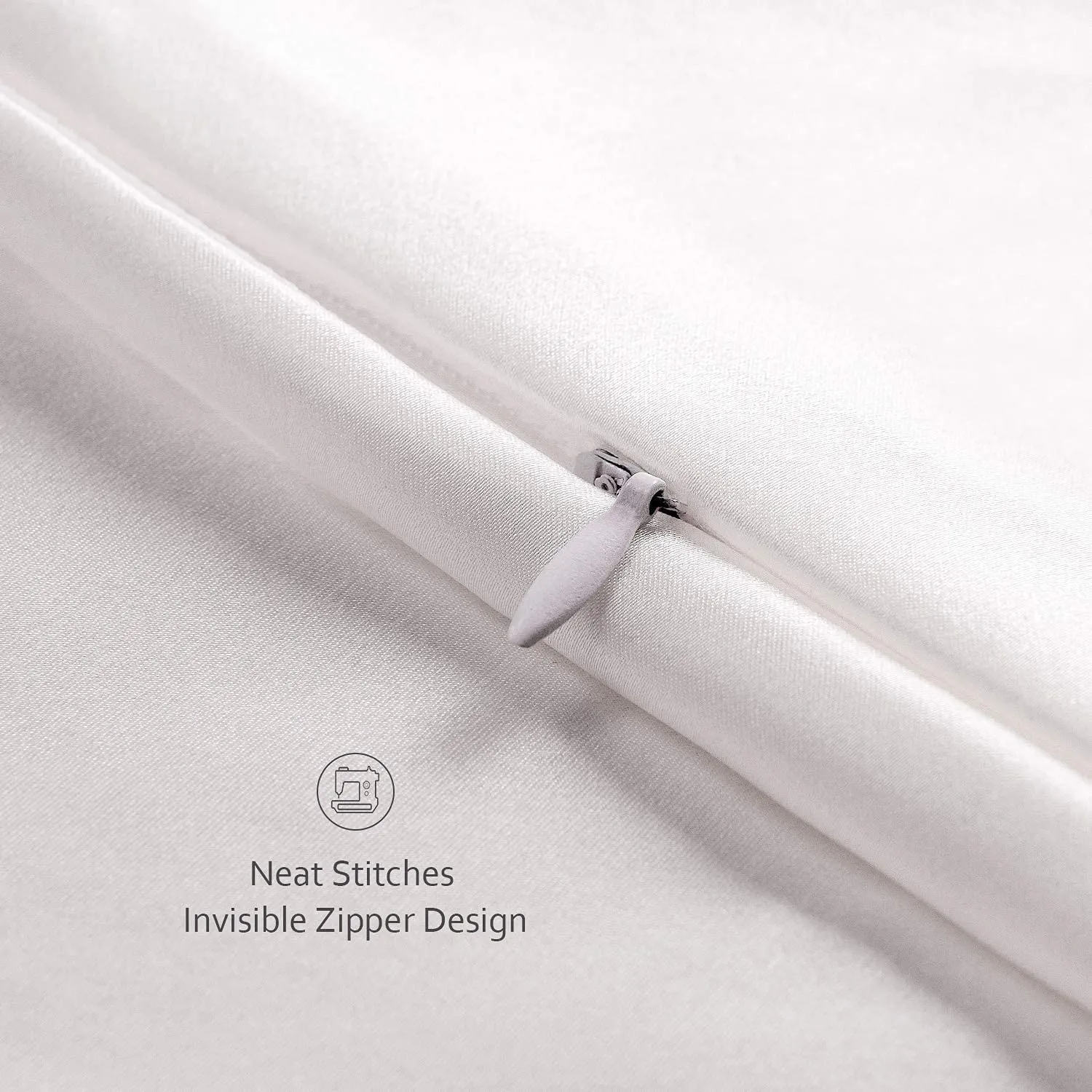 Ivory White Silk Pillowcase-  NZ Standard Size - Zip Closure