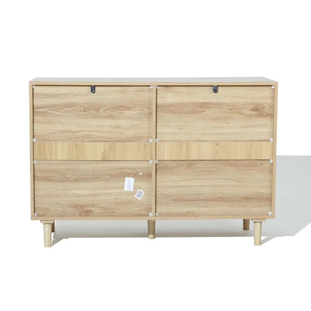 Light Oak Eco Manufactured Wood 6-Drawer Bedroom Dresser