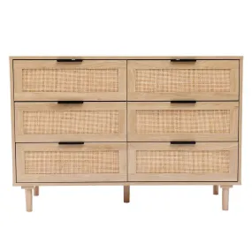 Light Oak Eco Manufactured Wood 6-Drawer Bedroom Dresser