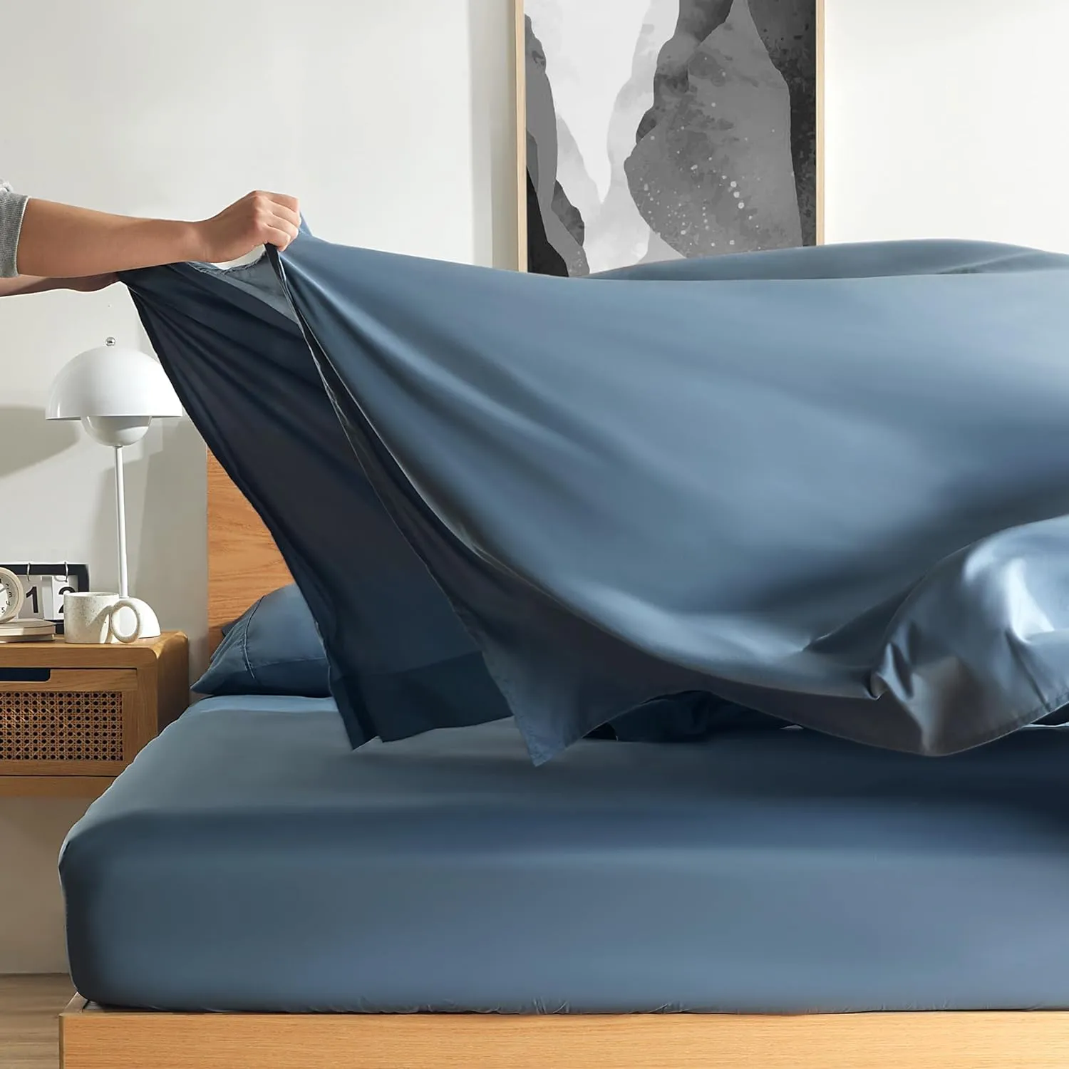 Lightweight Microfiber Sheets Set Blue with Pillowcases