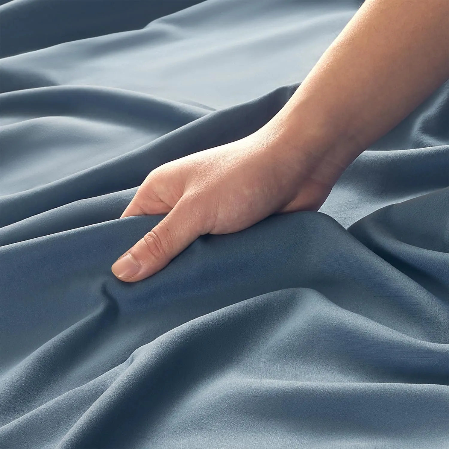 Lightweight Microfiber Sheets Set Blue with Pillowcases