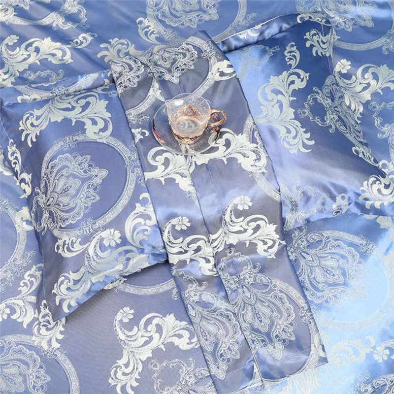 Luxury Blue  Palace Quilt Duvet Bedding Set & Pillowcases