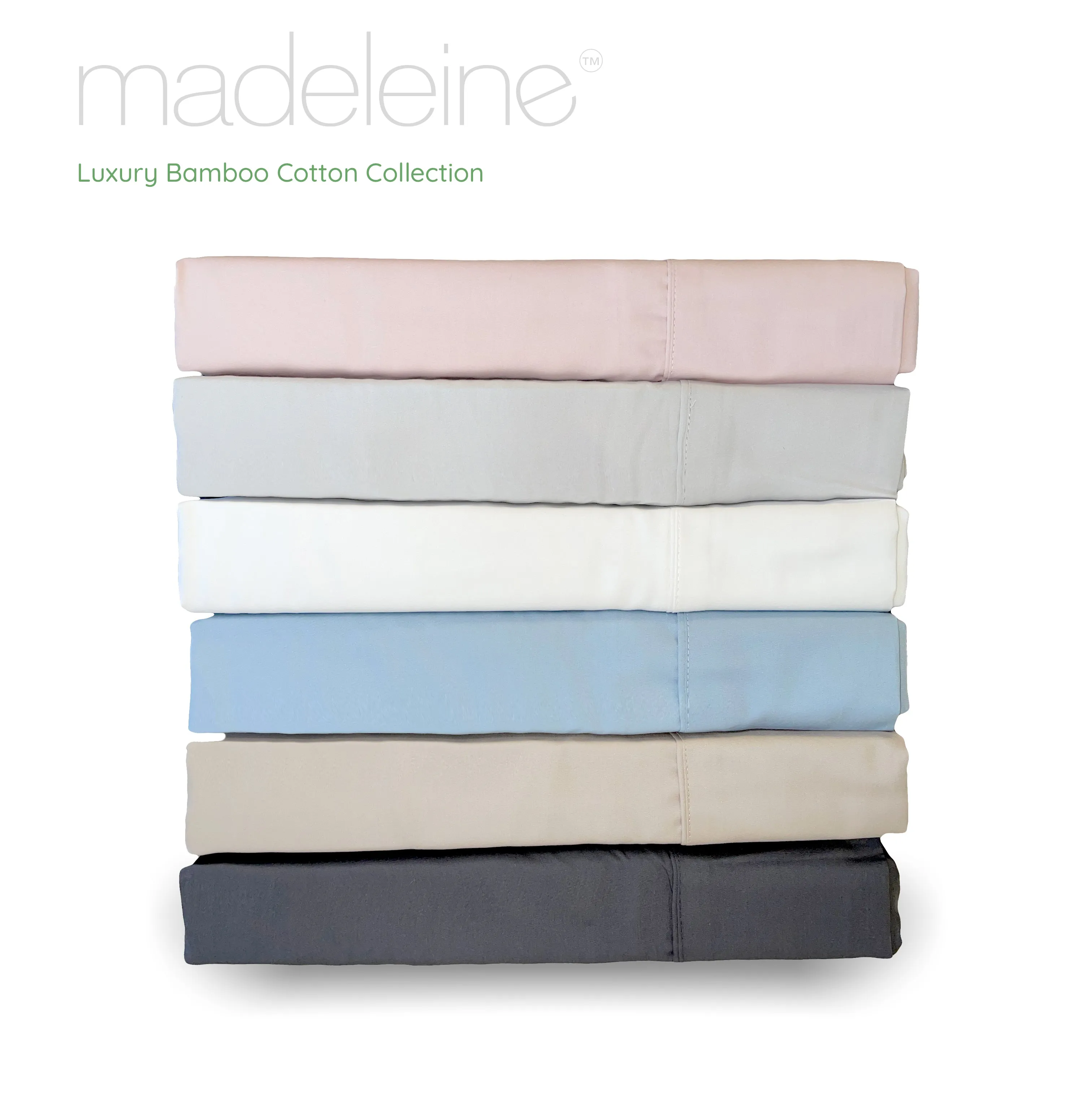 Madeleine Hotel Linen Bamboo Cotton Sheets Set - Stone