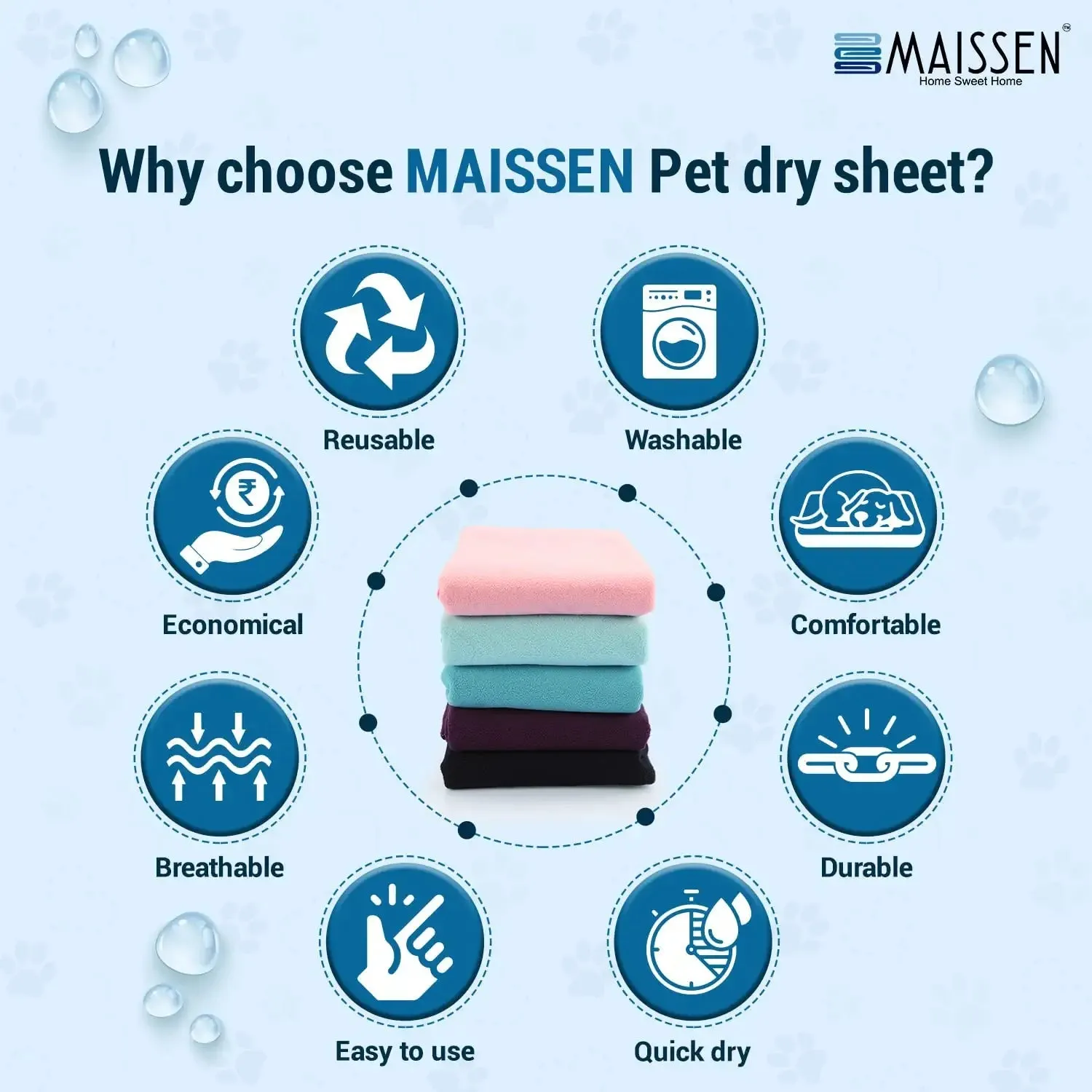 Maissen Pet Dry Sheet Peacock Blue