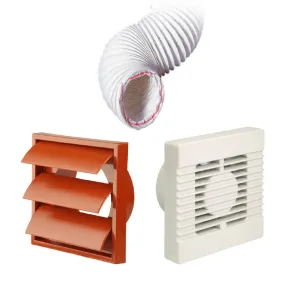 Manrose Standard Fan Terracotta Gravity 4 Inch Extractor Fan Ducting Kit