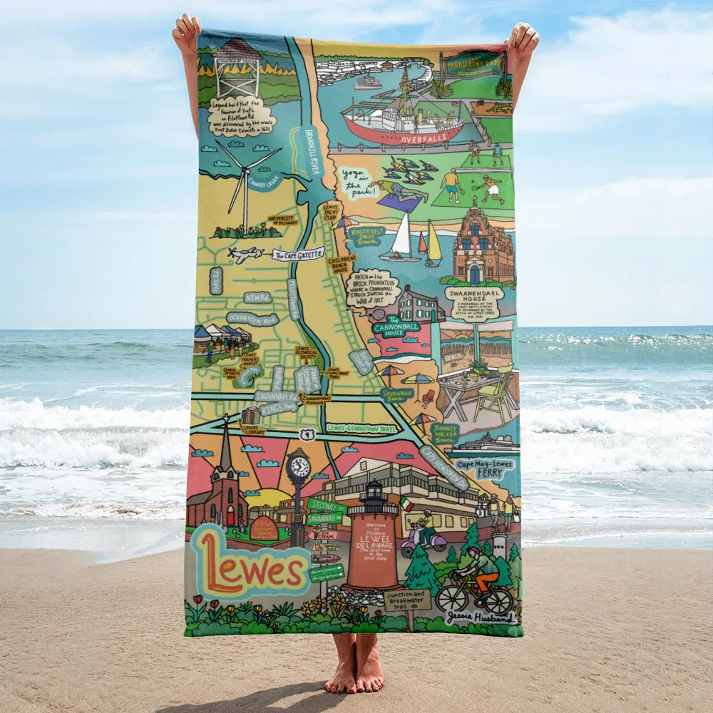 Map of Lewes Beach Towel