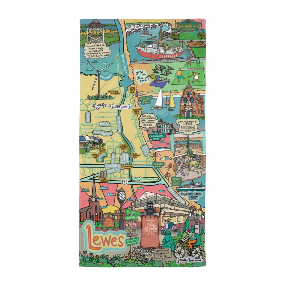 Map of Lewes Beach Towel