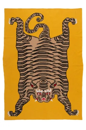 Mustard Tiger Rug Cashmere Throw by Saved NY