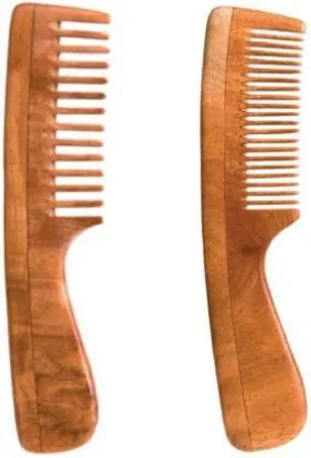 Neem Wood Comb - 1 Fine Tooth & 1 Wide Tooth