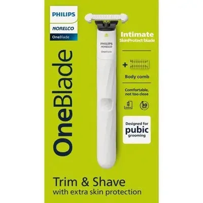 New - Philips Norelco OneBlade Intimate Electric Rechargeable Pubic Groomer - QP1924/70