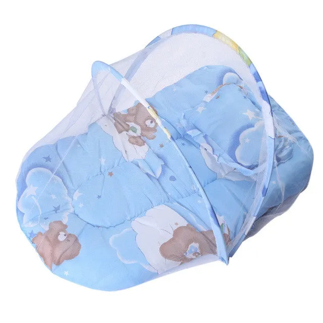 New Summer Baby Mosquito Insect Cradle Net With Portable Folding Canopy Cushion Cute Pillow Mattress Infant Bedding Accessories