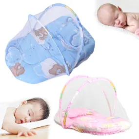 New Summer Baby Mosquito Insect Cradle Net With Portable Folding Canopy Cushion Cute Pillow Mattress Infant Bedding Accessories