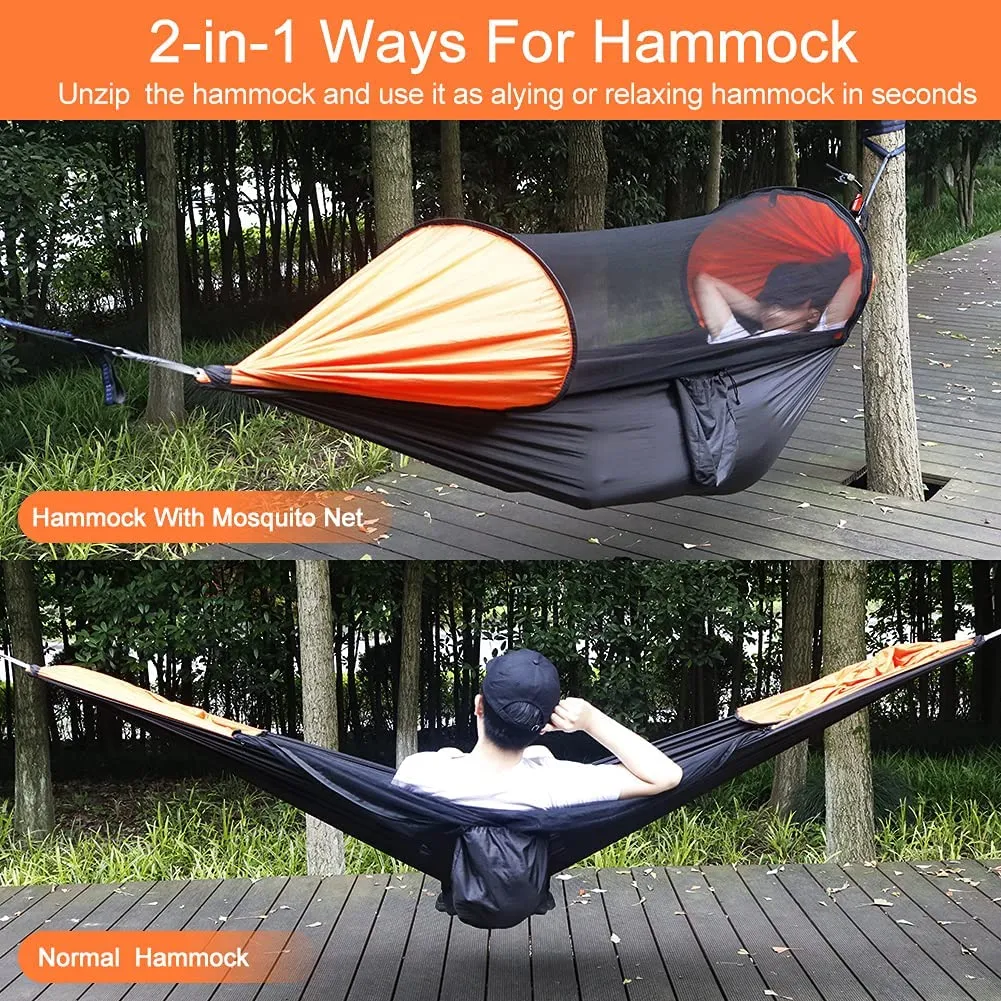 NewDoar Camping Hammock, Double & Single Person Nylon Hanging Swing Hammock for Outdoor Backpacking