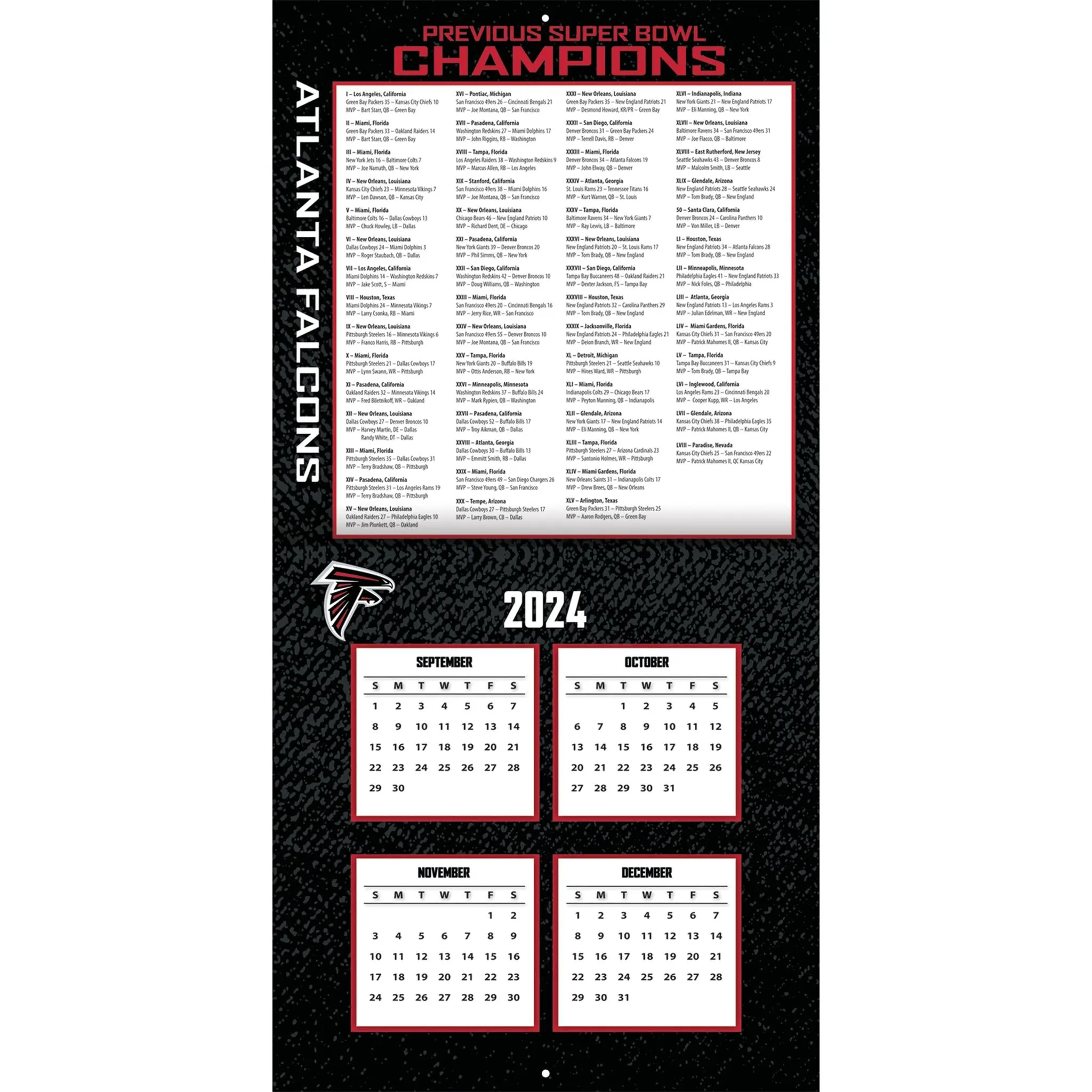 NFL Atlanta Falcons Wall 2025 Calendar - Online Exclusive