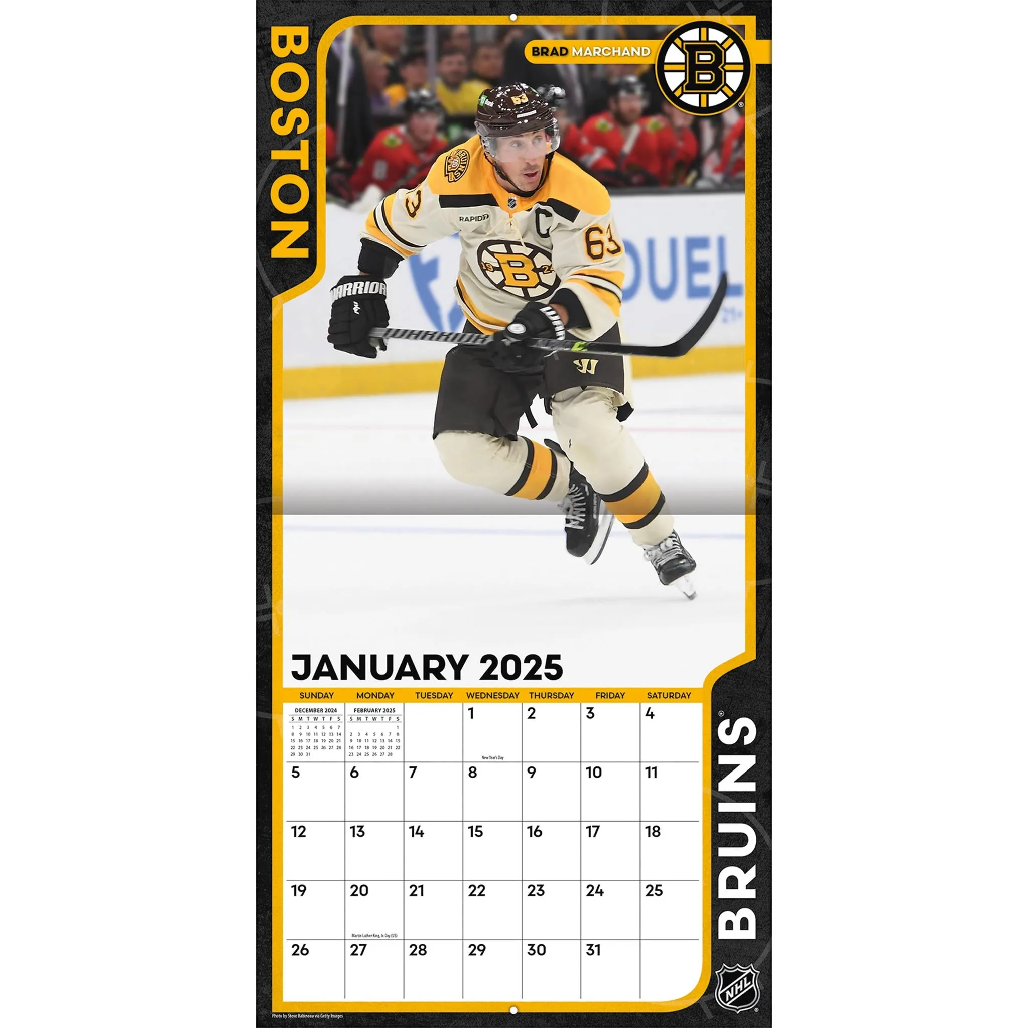 NHL Boston Bruins Mini 2025 Calendar