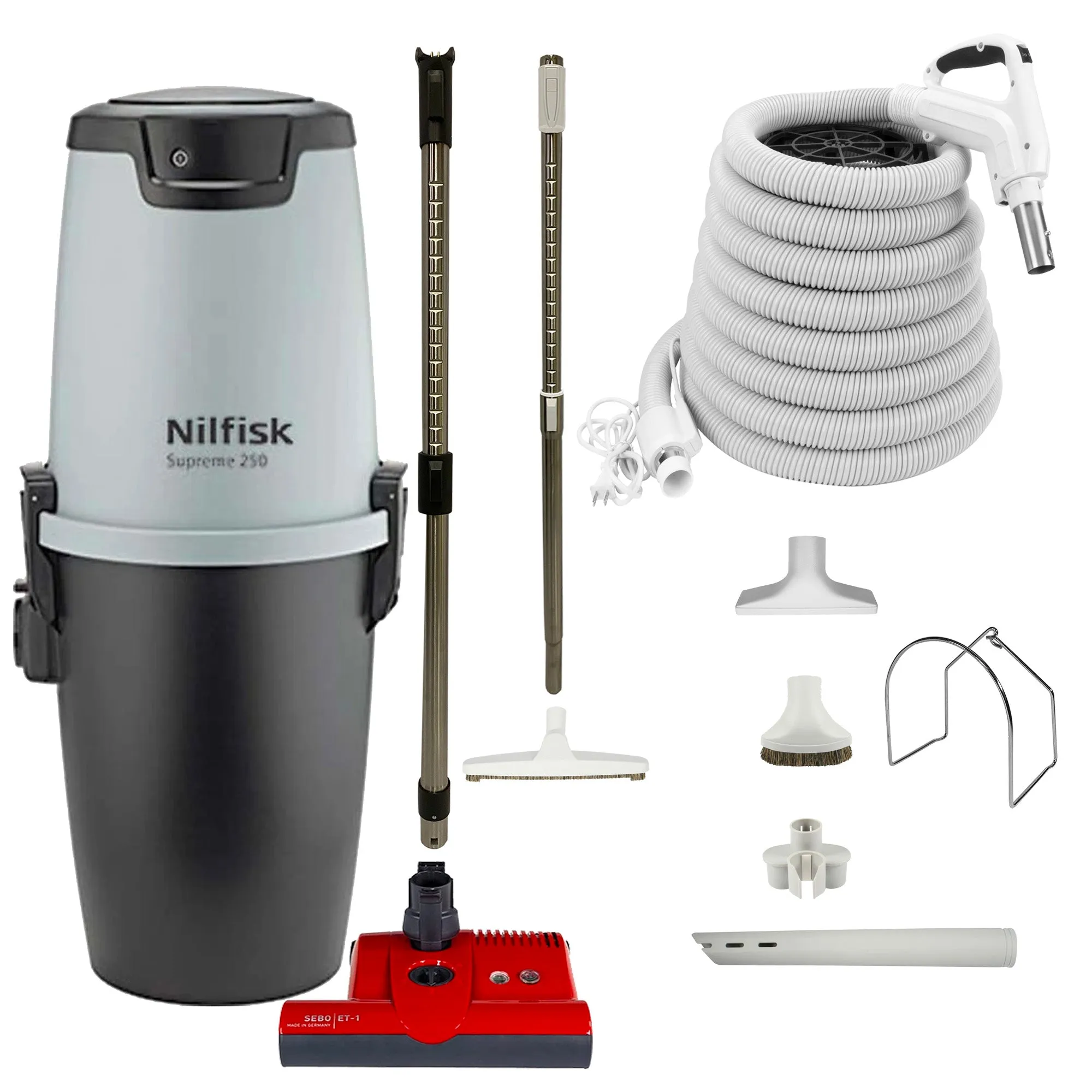 Nilfisk Supreme 250 Central Vacuum with SEBO Premium Electric Kit