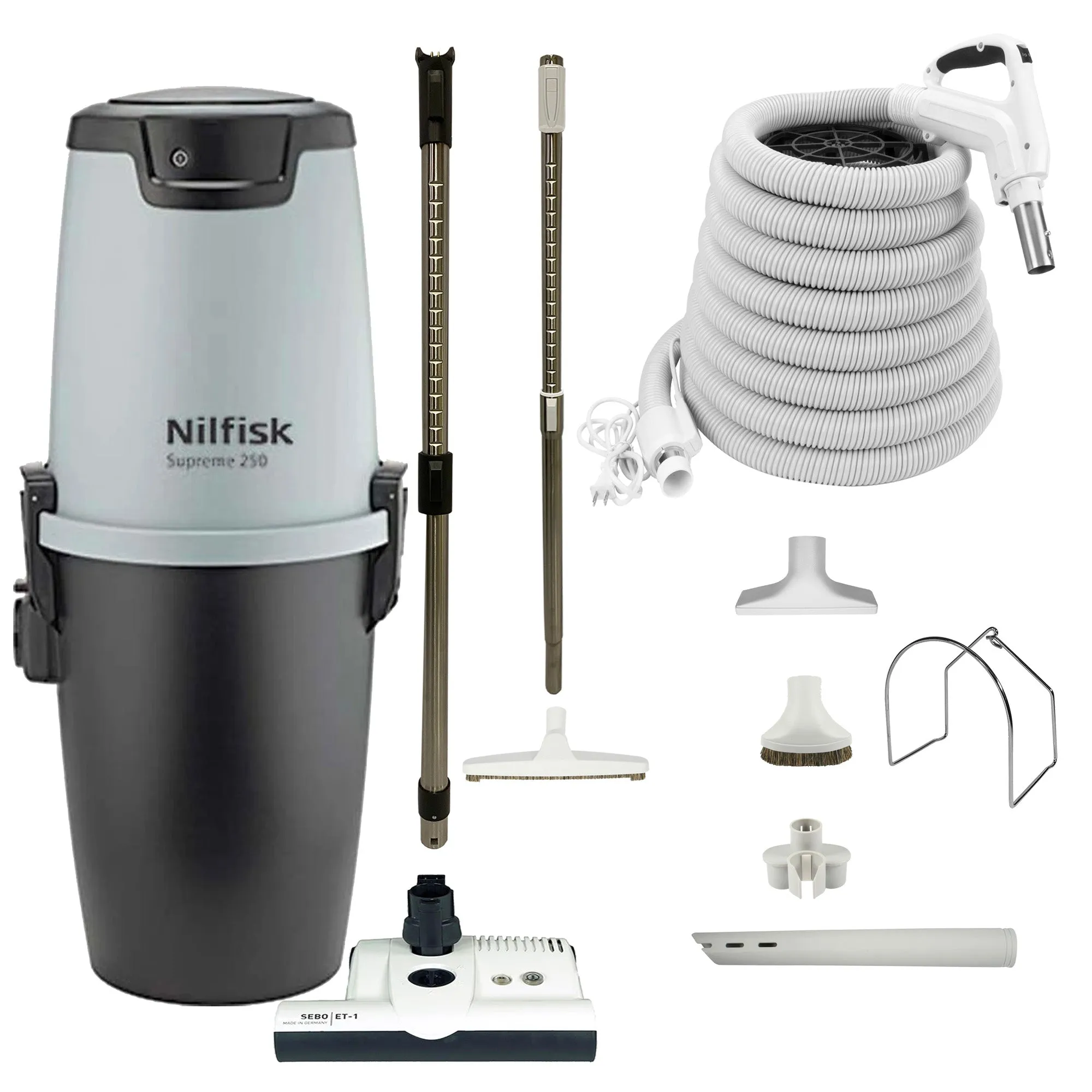 Nilfisk Supreme 250 Central Vacuum with SEBO Premium Electric Kit