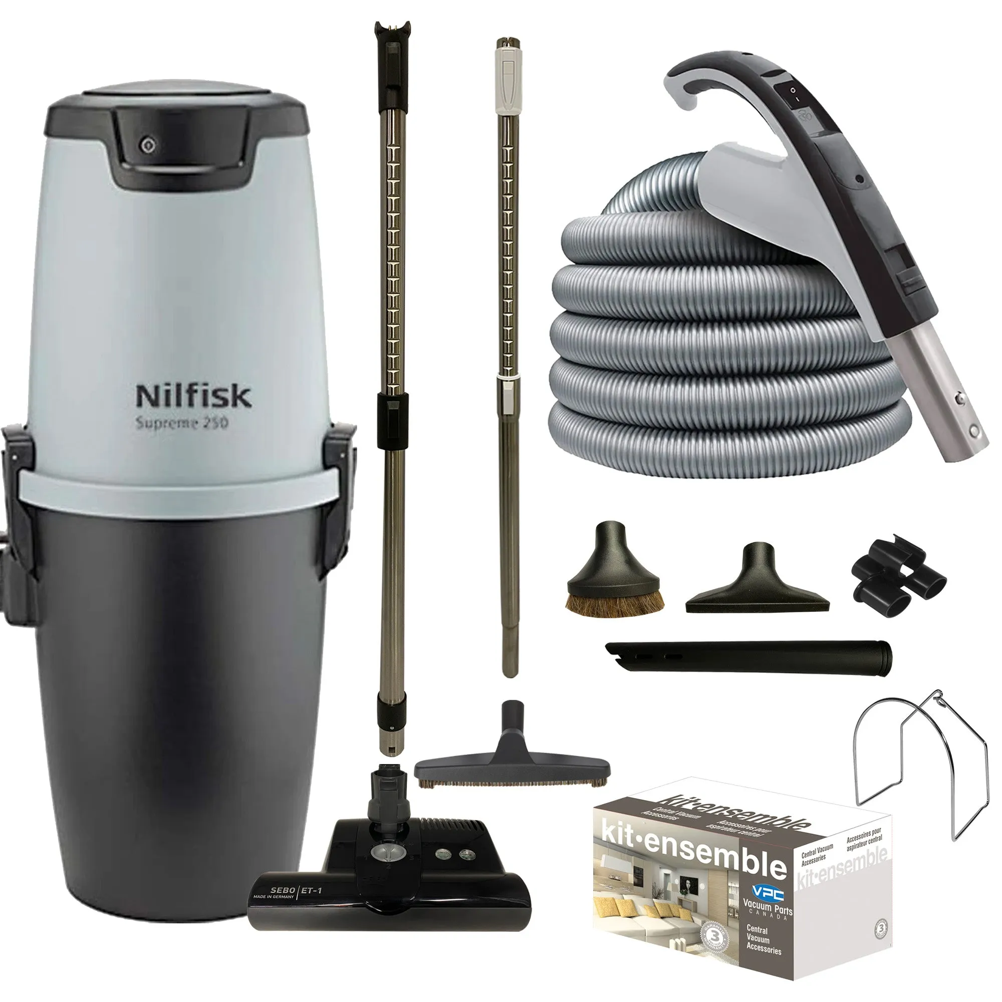 Nilfisk Supreme 250 Central Vacuum with SEBO Premium Electric Kit