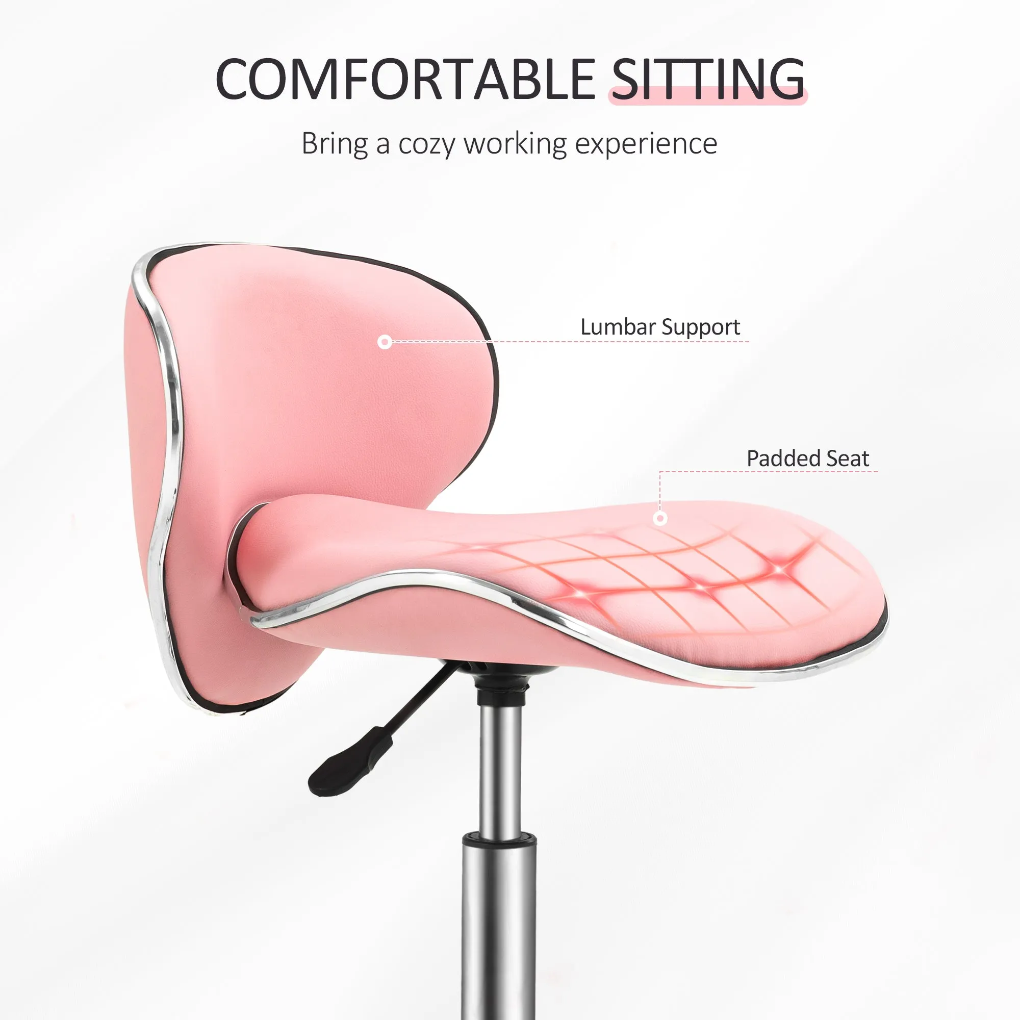 Office Chair Beauty Salon Rolling Technician Stool Chair Pink