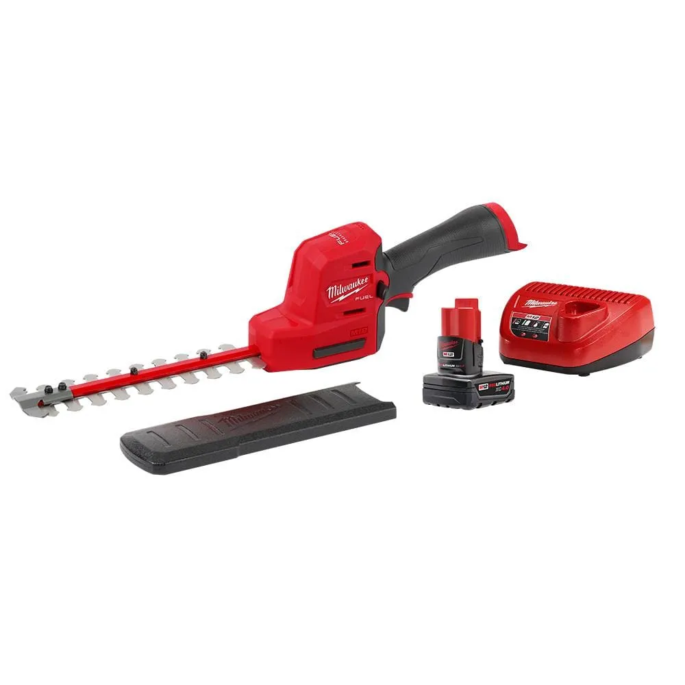 Open Box - Milwaukee M12 FUEL 8 in. 12-Volt Lithium-Ion Brushless Cordless Hedge Trimmer Kit with 4.0 Ah Battery and Rapid Charger