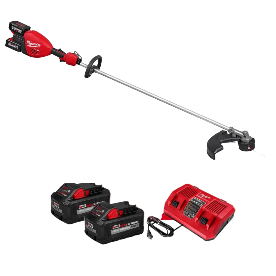 Open Box -  Milwaukee M18 FUEL 18V Brushless Cordless 17 in. Dual Battery Straight Shaft String Trimmer with (2) 8.0 Ah Batteries and Charger