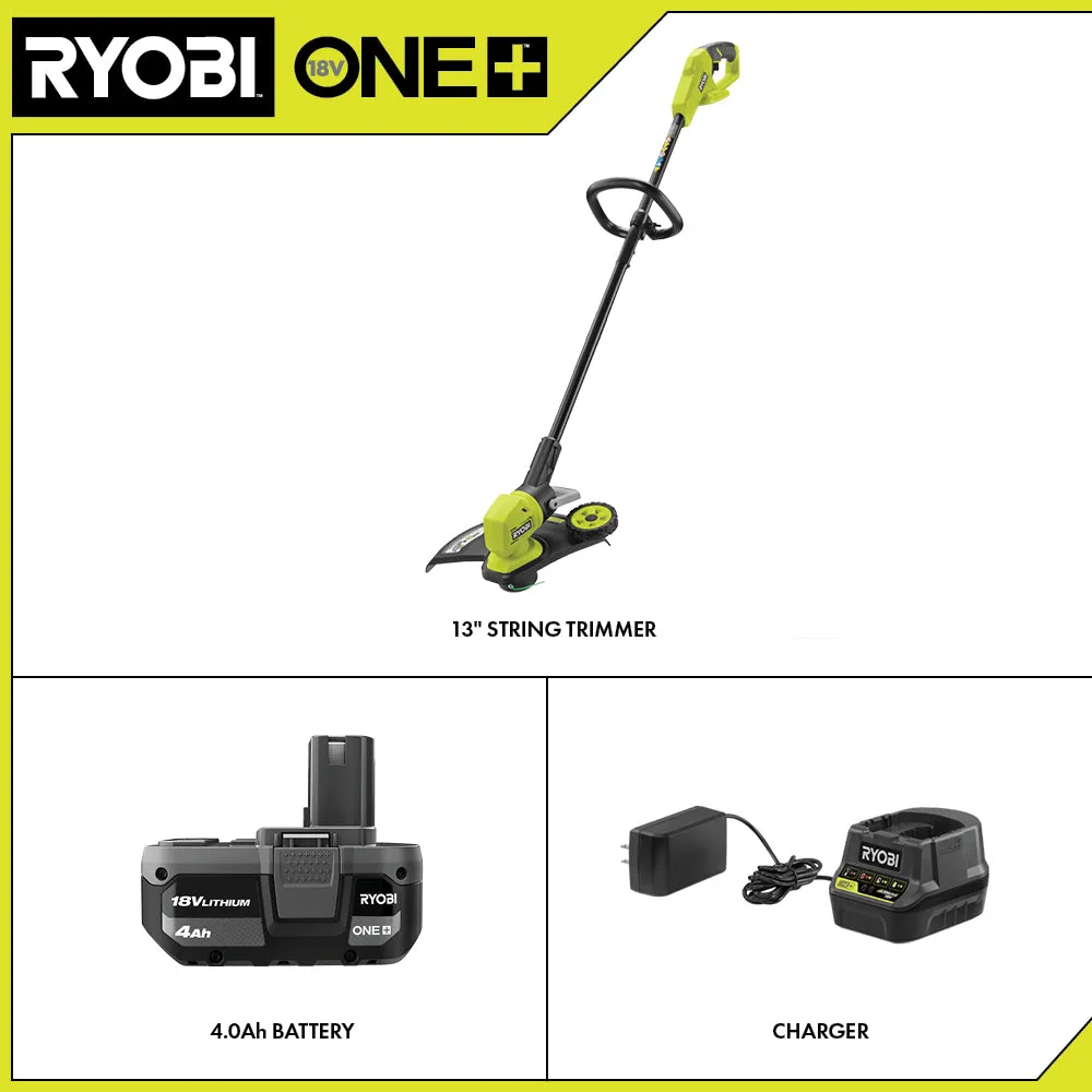 Open Box -  RYOBI ONE  18V 13 in. Cordless Battery String Trimmer/Edger (Tool Only)