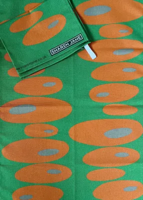 Pebbles Tea Towel - Bright Green   Orange